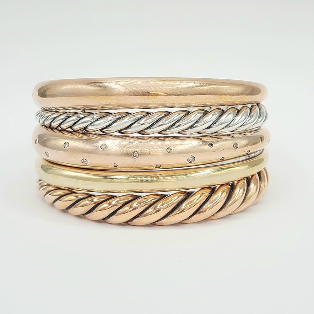 David Yurman Pure Form Five-Row Bracelet with Cognac Diamonds